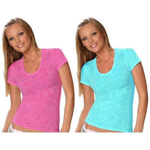 Pink & Turquoise Burnout V-Neck Tee - Otomix Sports Gear